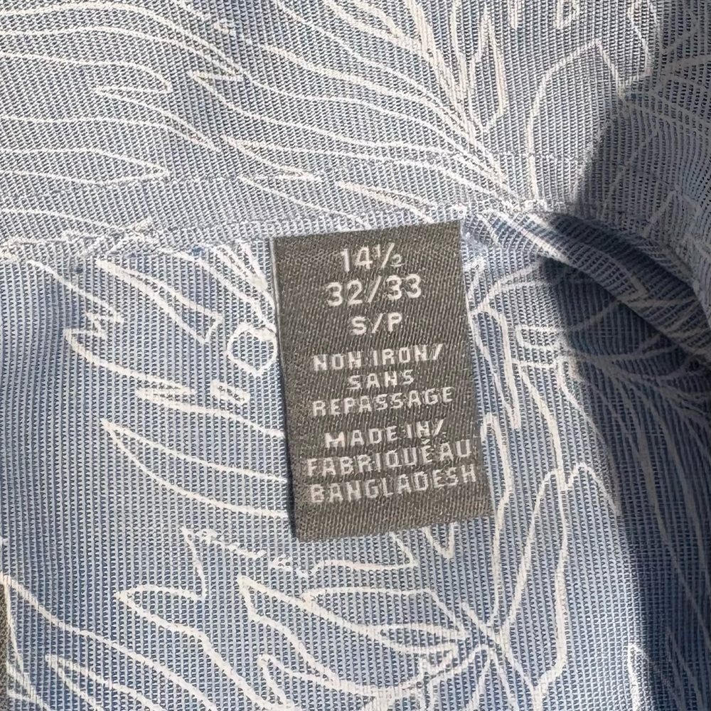 NWT MICHAEL KORS Slim Fit Non-Iron Dress Shirt Airsoft Leaf Print 14.5 32/33💛 - Picture 11 of 13
